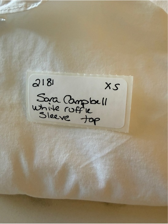 Sara Campbell White Ruffle-Trim Button Down Blouse - Picture 10 of 10